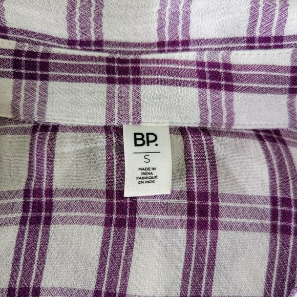 BP Drop Shoulder Purple Plaid Top - Size Small - Picture 5 of 8